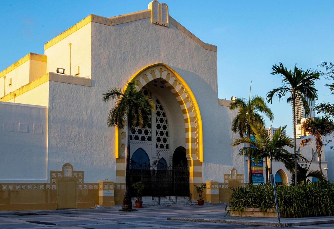 An exterior view of Temple Israel of Greater Miami in Miami, Florida, on Friday, March 11, 2022.