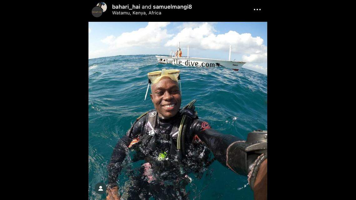 Samuel Mangi spotted a whale shark in Watamu, Kenya, he said in social media posts.