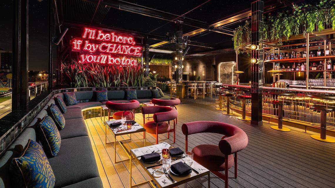 The lounge area of Giselle is the place for signature cocktails. There’s also a 14-seat marble bar.