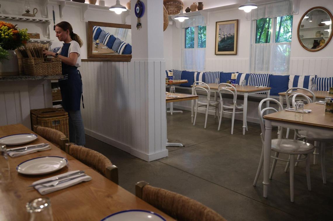 The small indoor dining room at Mandolin Aegean Bistro tends to be popular on rainy nights.