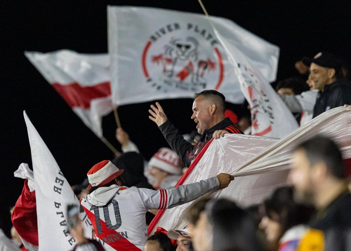 River Plate fans cheer their team during the first half of a friendly soccer match against Millonarios FC at DRV PNK Stadium on Saturday, Jan. 14, 2023 in Fort Lauderdale, Fla.