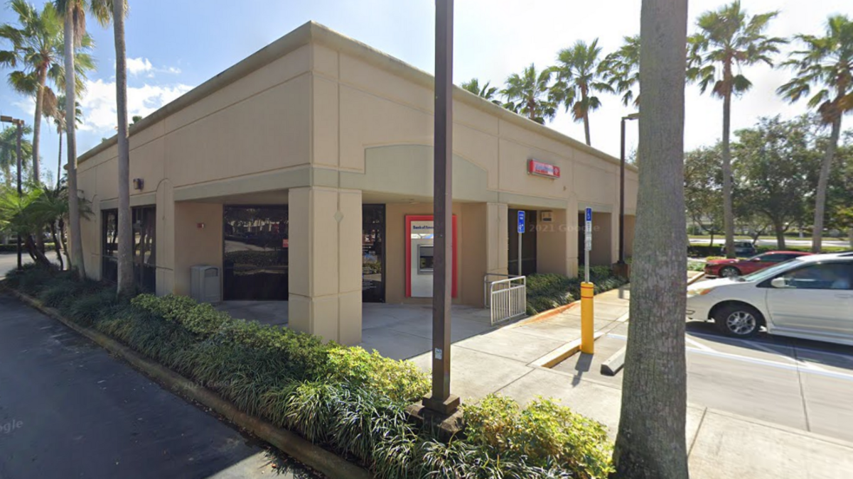 Bank of America, 18291 Pines Blvd., Pembroke Pines, Florida.