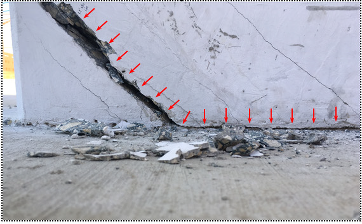 Photographs showing the east interface between truss member 11 and the deck on March 13, 2018, at 1:29 p.m.
