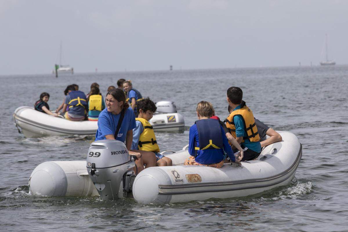 Shake-A-Leg Miami campers sail in Biscayne Bay on Friday, June 15, 2018.