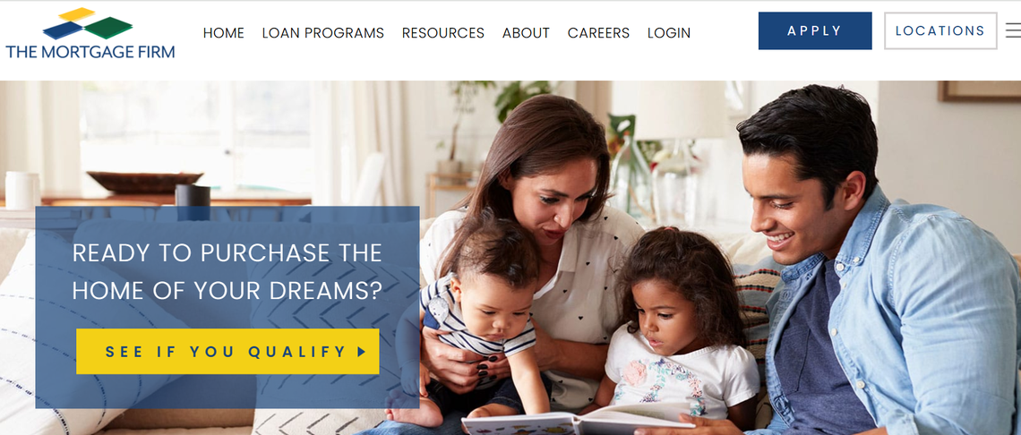 The Mortgage Firm’s website homepage now features families other than non-Hispanic white.