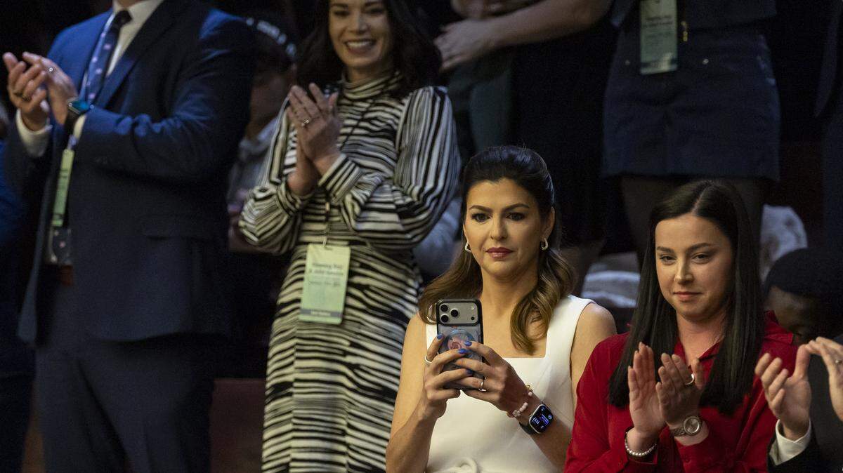 First Lady of Florida Casey DeSantis looks on during the State of the State address during the first day of the legislative session at the Florida State Capitol on Tuesday, Jan. 13, 2026, in Tallahassee, Fla.