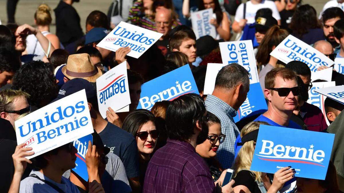 Bernie Sanders supporters at a recent campaign rally in Los Angeles, California.