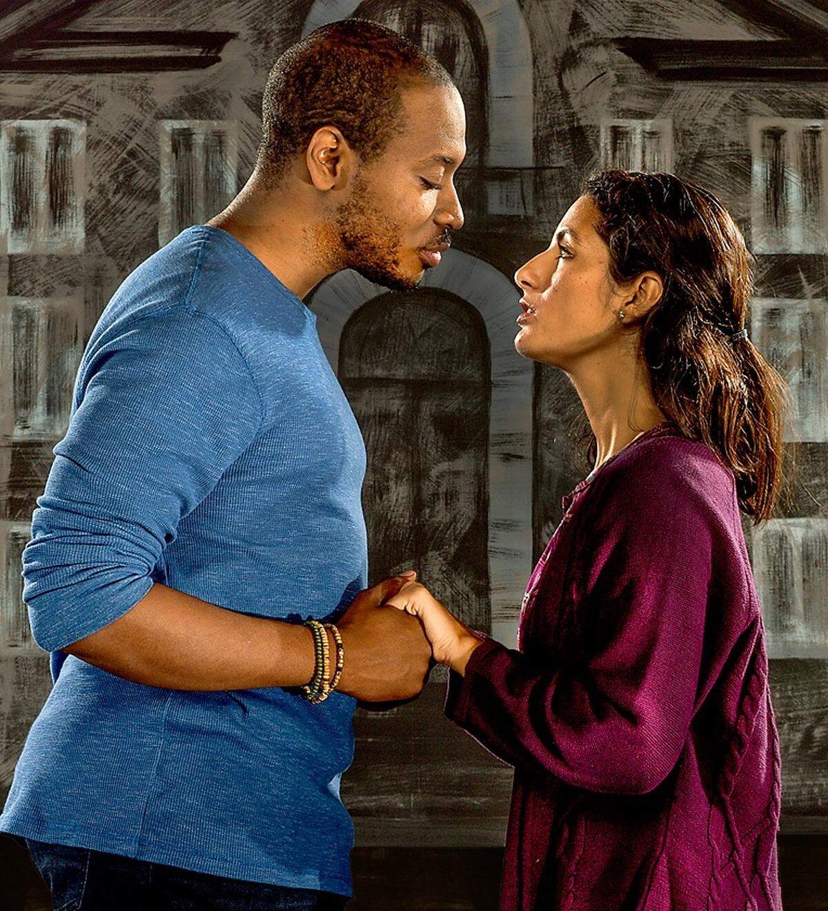 Joshua Jean-Baptiste and Maria Corina Ramirez clash over their views of a sexual encounter in Anna Ziegler’s “Actually” at GableStage.