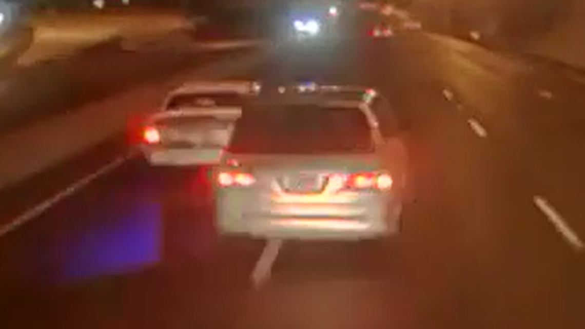 Dash cam from the cab of a tractor trailer recorded the moment the suspect’s minivan pulled up along the victim’s car, according to the Metropolitan Nashville Police Department.