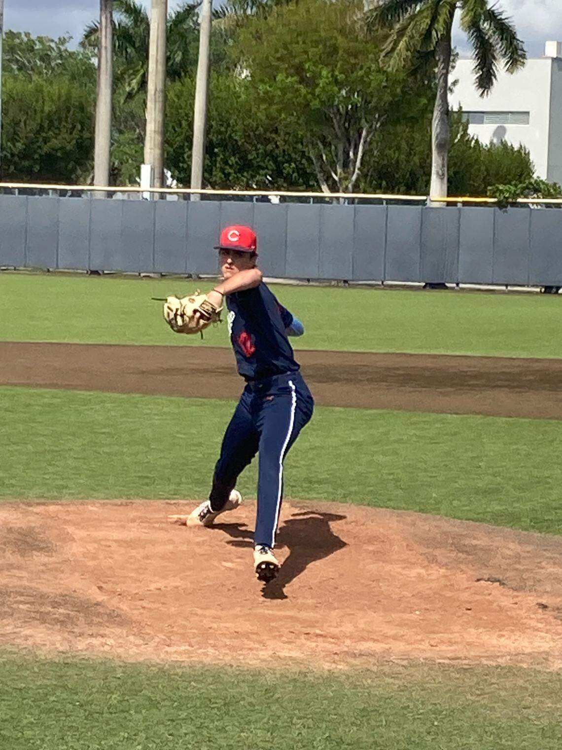 Columbus pitcher Jon Perez pitches against South Dade during Friday's Region 4-7A quarterfinal baseball playoff at Columbus.