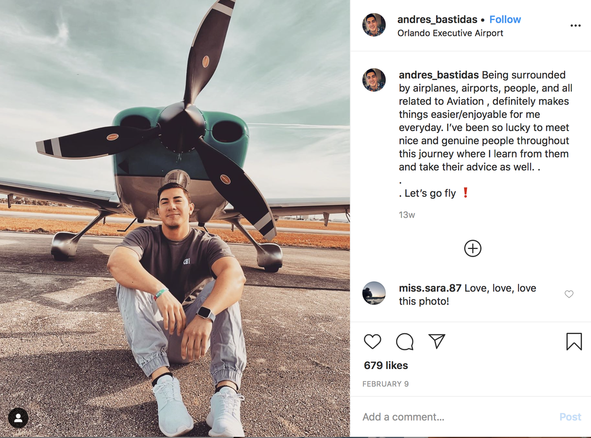 Wayman Aviation Academy senior flight instructor Andres Bastidas was taken to Memorial Regional Hospital in Hollywood with serious injuries following Tuesday’s plane crash. He is in “stable condition,” the aviation school said Wednesday.