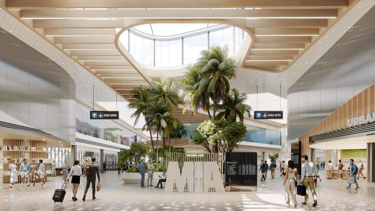 Rendering of interior of future expansion of D60 at Miami International Airport