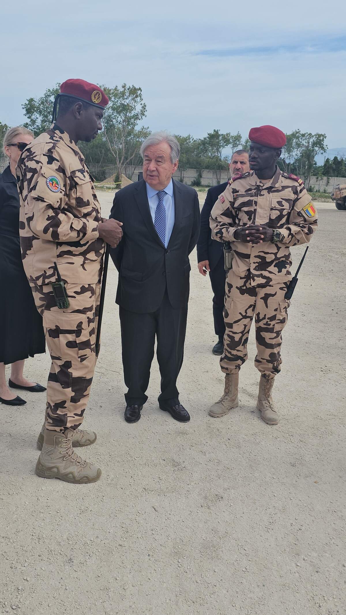 U.N. Secretary-General António Guterres arrived on Tuesday, June 16, 2026 in Haiti, where he met with Chadian soldiers deployed to the Gang Suppression Force.