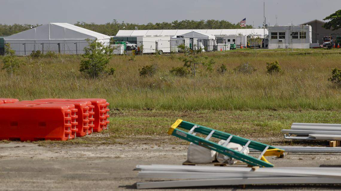 A view of the facilities seen along the roadway to Alligator Alcatraz in Ochopee, Florida on Friday, July 25, 2025. 