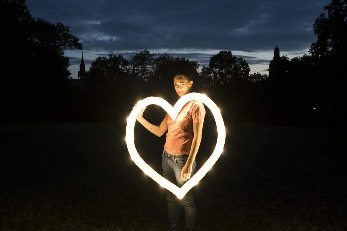 woman heart light valentines day