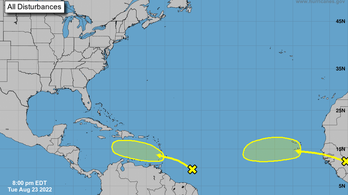 Forecasters are now monitoring two disturbances in the Atlantic, including one that is nearing the Caribbean Sea and another that is said to have no chance of formation in the next two to five days.