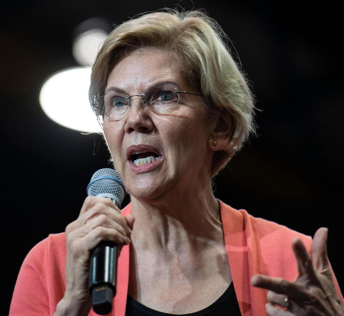 Democratic presidential candidate Senator Elizabeth Warren holds a town hall on the Florida International University campus on June 25, 2019.
