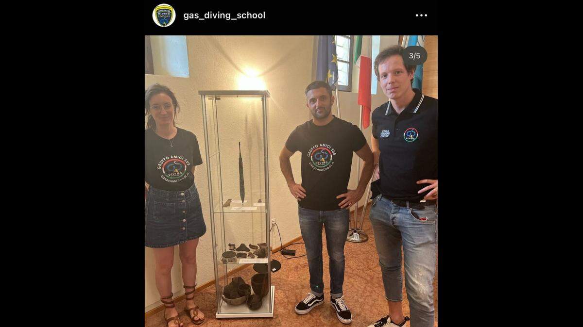 Divers discovered an approximately 3,300-year-old sword in a lake in Italy, according to social media.