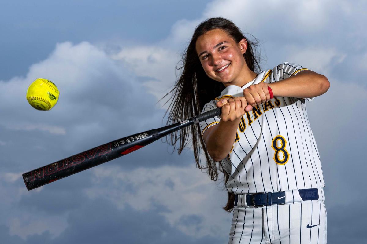St. Thomas Aquinas Softball player Victoria Brunette poses for a portrait at Brian Piccolo Sports Park & Velodrome on Wednesday, May 28, 2025, in Cooper City, Fla.