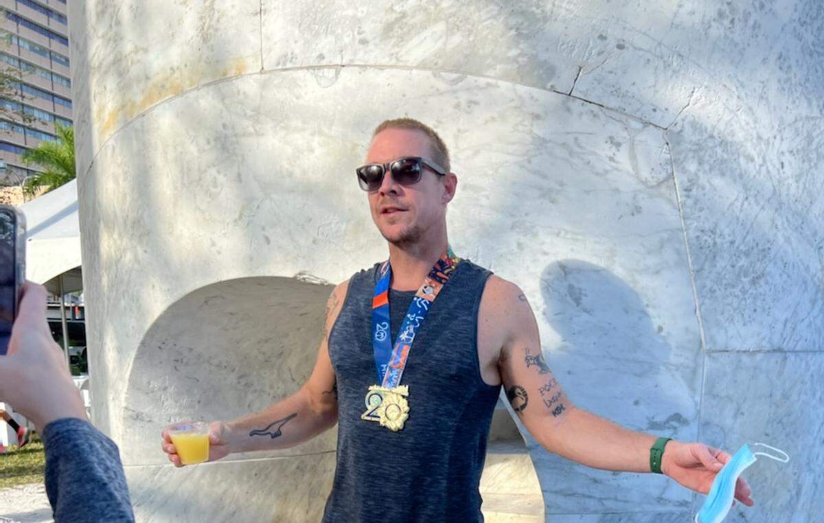 Diplo, an award-winning DJ who spent part of his childhood in South Florida, ran his first half marathon at the Miami Marathon on Sunday, Feb. 6, 2022.