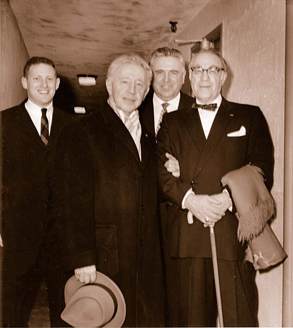 Julian Kreeger with pianists Arthur Rubinstein and Hans Richter-Haaser and conductor Fabien Sevitzky in this undated Miami Herald file photo.