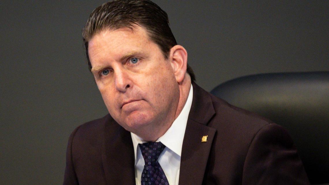 George Wysong listens to public comment during a Miami City Commission meeting on Thursday, April 25, 2024, at Miami City Hall in Coconut Grove.