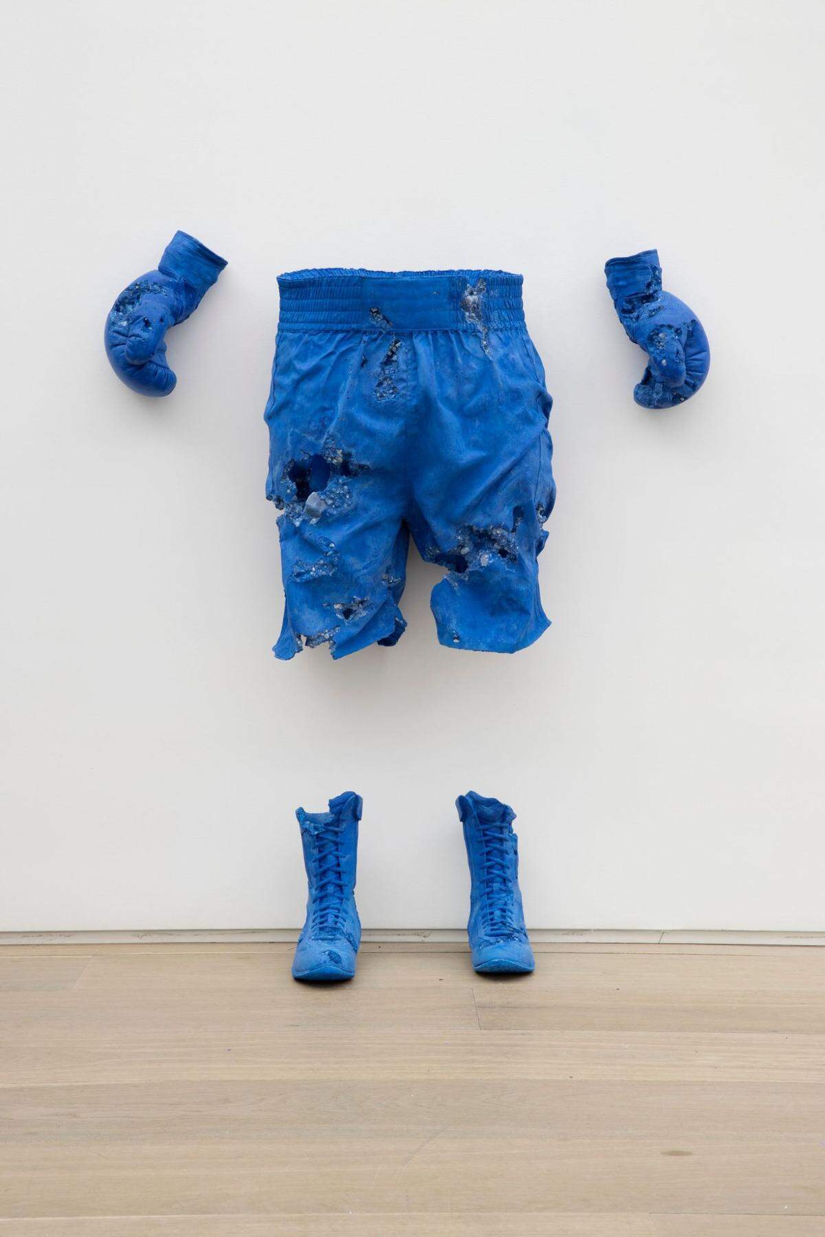 Daniel Arsham’s “Blue Calcite Boxing Set, 2016,” is part of the show “Strike Fast Dance Lightly” at the Norton Museum of Art in West Palm Beach.