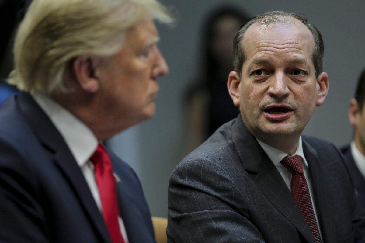 Alex Acosta, former secretary of labor, speaks at the White House on Sept. 17, 2018 in Washington, DC.(Photo by Oliver Contreras/SIPA USA)
