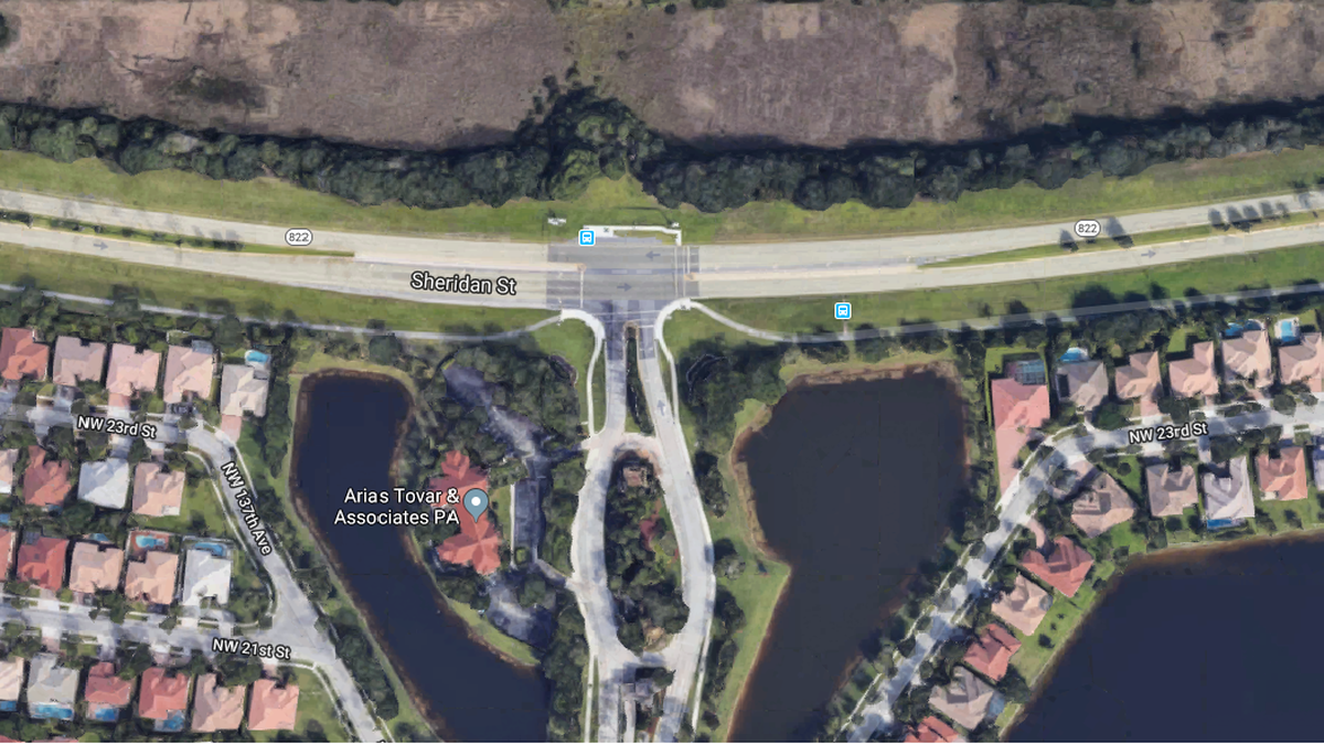 Sheridan Street at 136th Ave is closed pending police investigation of a crash that injured a Pembroke Pines cop riding a motorcycle.