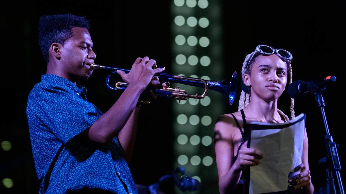 Bryant Hunter, 2018 YoungArts winner in jazz, and Triniti Wade, winner in writing, perform during last year’s YoungArts Miami.