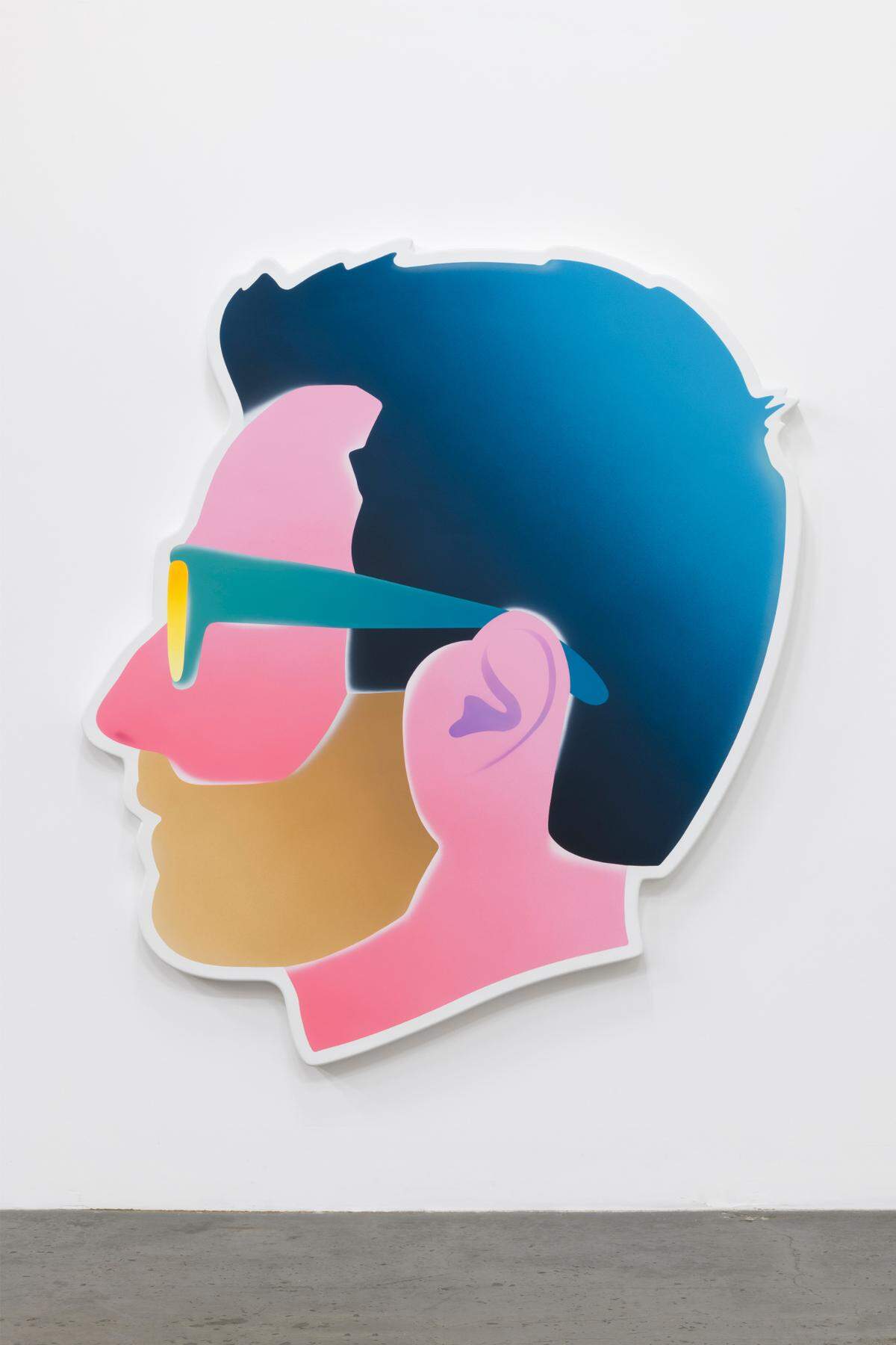 Augmented-reality versions of self-portraits by Alex Israel are on display at The Bass in Miami Beach.