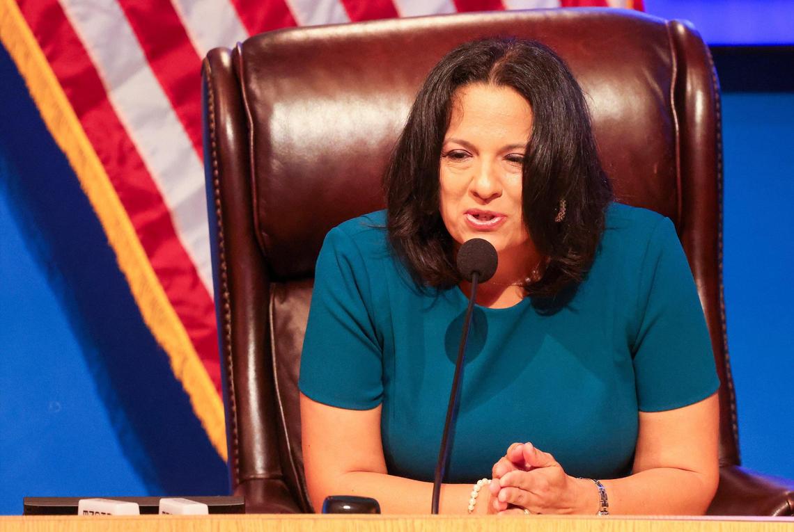Newly-elected school board member Mary Blanco, who was first appointed to the job by Gov. Ron DeSantis, gives her first public statement as an elected Miami-Dade County school board member after being sworn-in on Nov. 19.