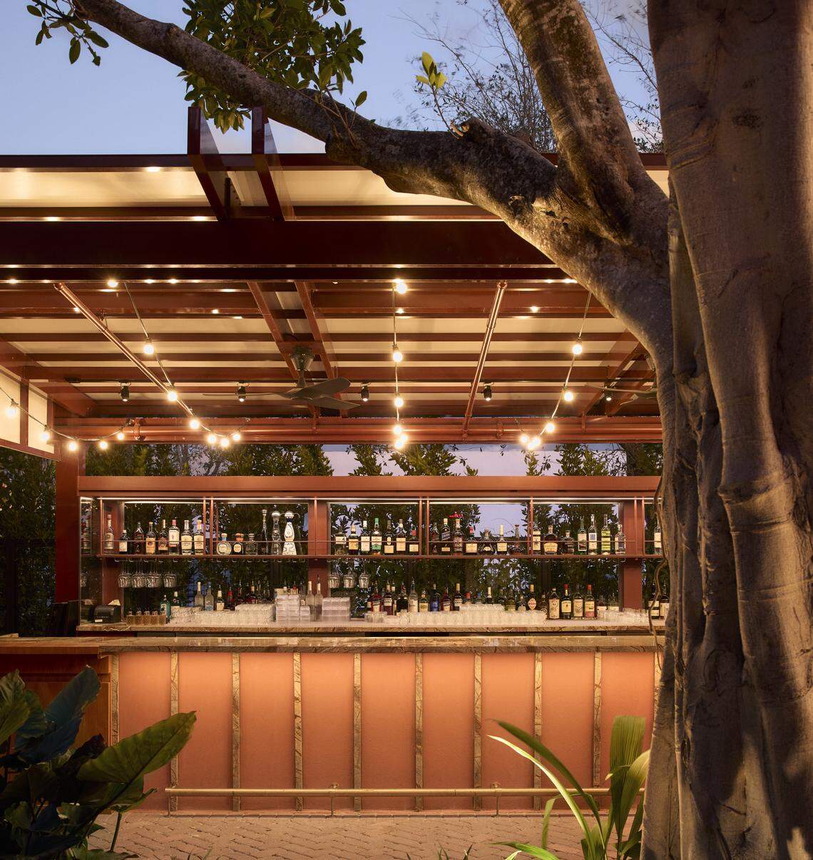 The outdoor bar at the new Fooq’s restaurant in Little River.