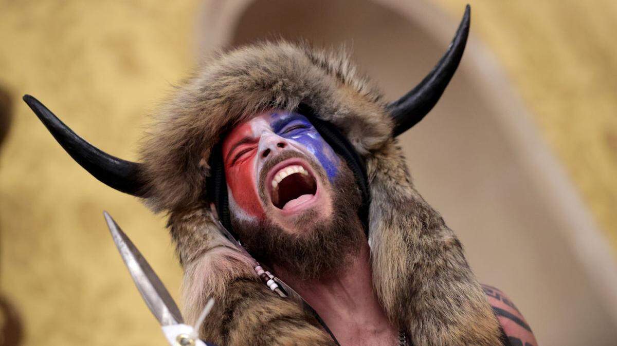 Jake Angeli — aka “Bison Man” — was one of the more prominent rioters at the U.S. Capitol in January.