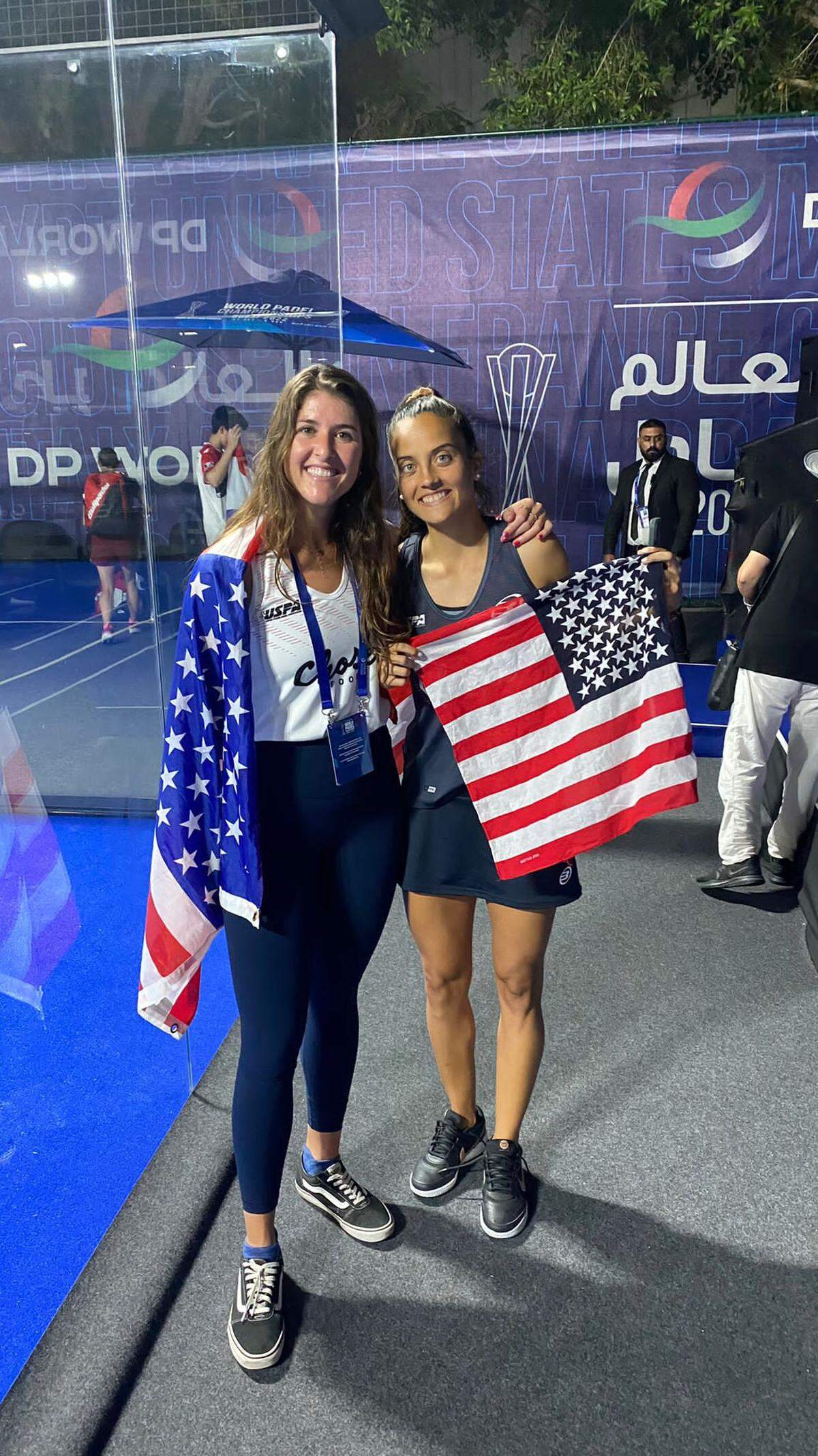 Former University of Miami tennis standout Brittany Dubins (left) and her tournament partner Clementina Riobueno (right) are standout players in the Pro Padel League.