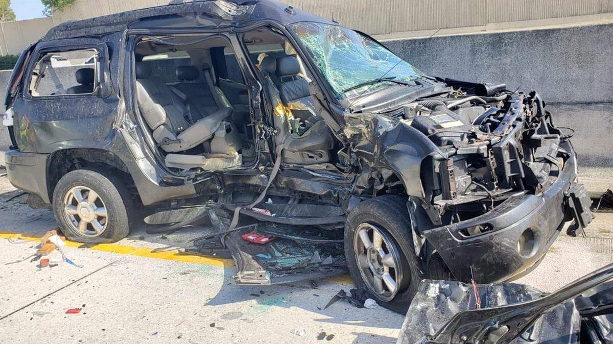 Six people were injured, one had to be extracted from a car after a crash on Interstate 95 near Northwest 81 Street Saturday Afternoon. Two cars were severely damaged in the collision.