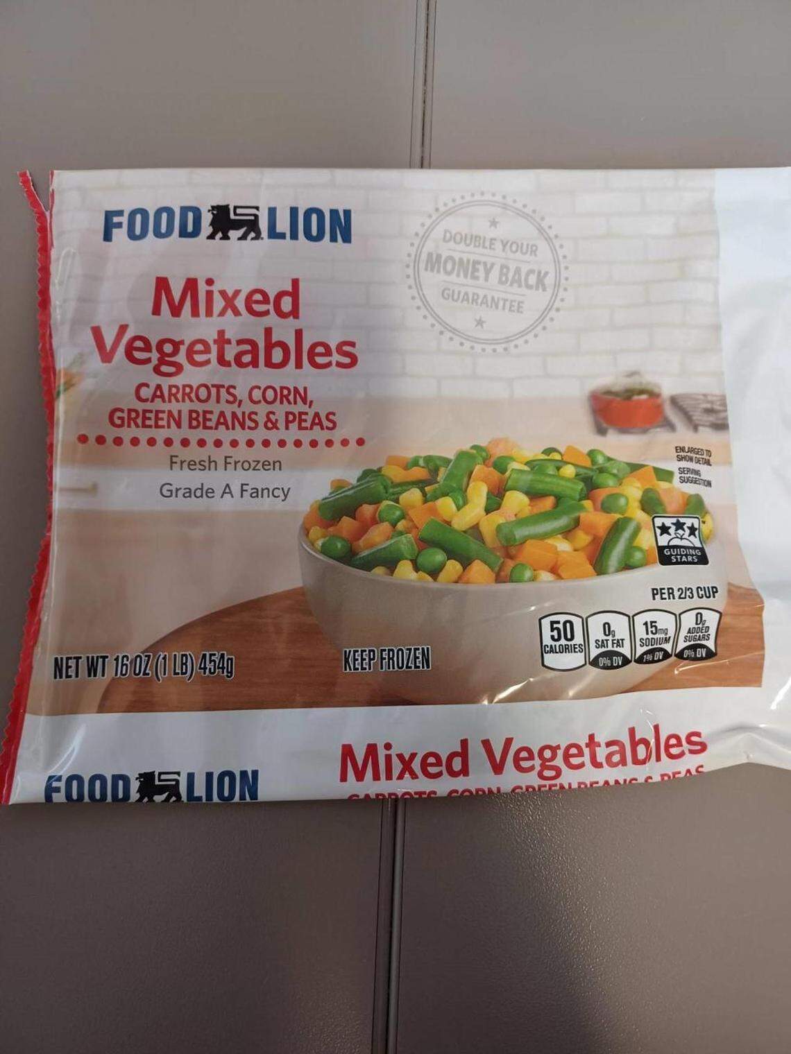The recalled Food Lion Mixed Vegetables