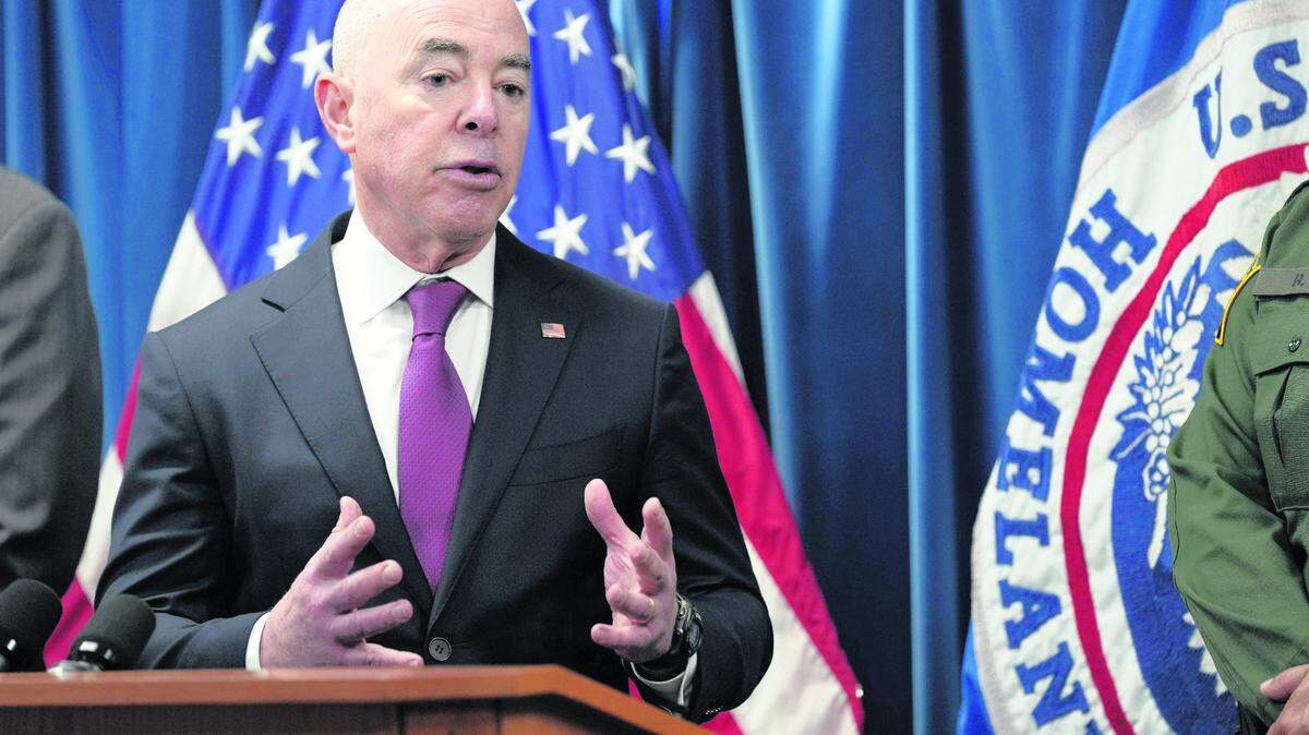 Homeland Security Secretary Alejandro Mayorkas speaks during a news conference in Washington on Jan. 5. Tuesday, he said that his decision on temporary protective status preserves protections for more than 330,000 people from Nicaragua, El Salvador, Honduras and Nepal.