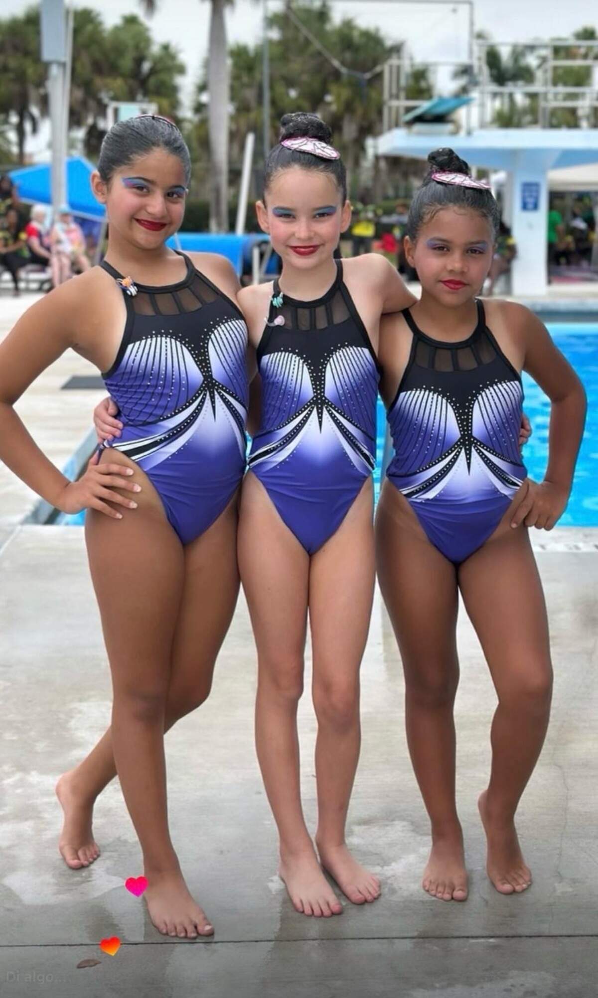 Members of the Hialeah Stormettes Team, Jane Ovalle (left), Daniella Rodriguez (center) and Jessica Junquera (right), are part of the synchronized swimming team that had just begun a new competitive season.