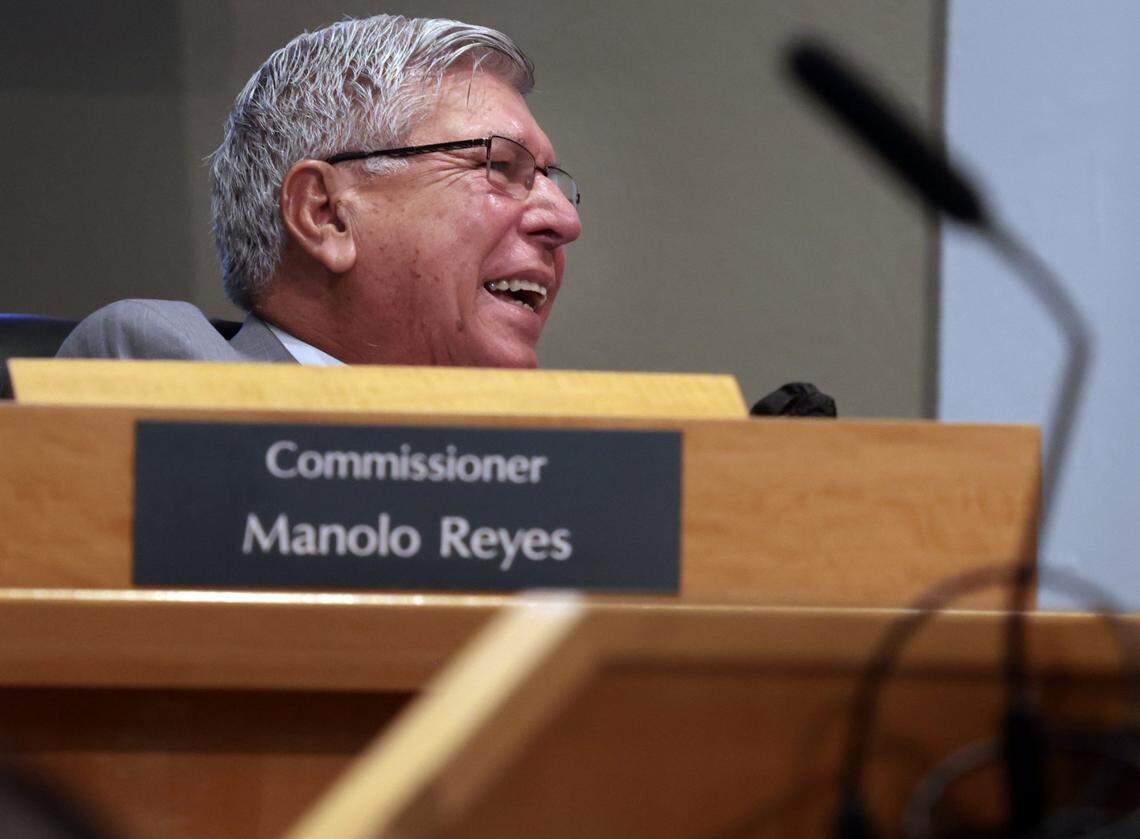 Commissioner Manolo Reyes, attends a Miami City Commission meeting on Monday, Sept. 13, 2021.