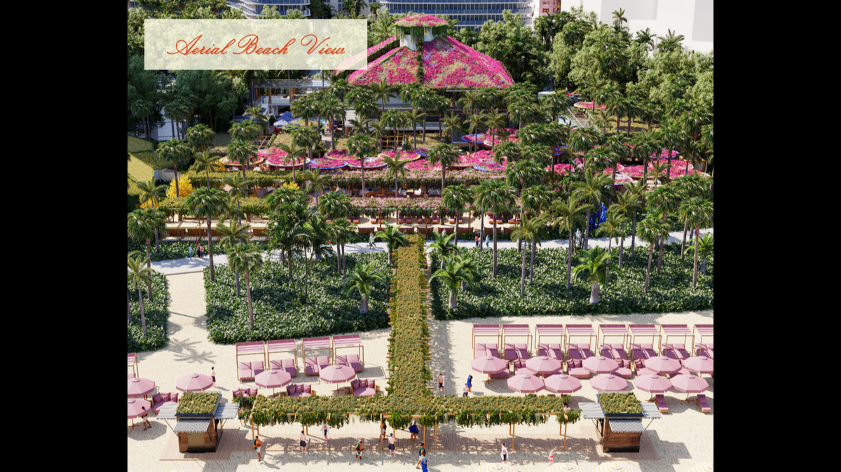 A rendering shows a proposal by Boucher Brothers to redevelop the site of the Nikki Beach day club.