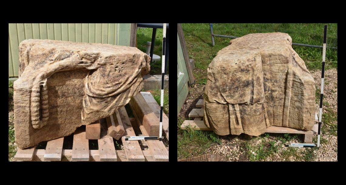 The pillar was built by stacking larger stones on top of one another, archaeologists said.