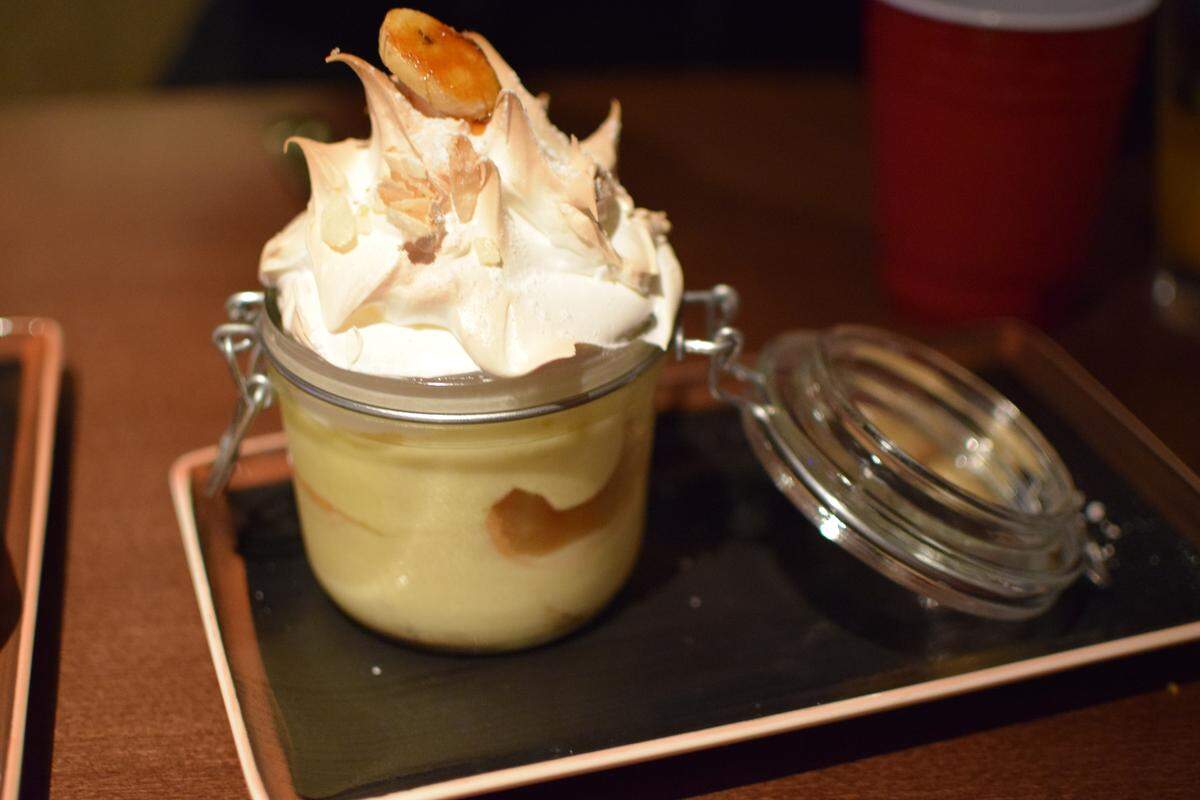 The banana pudding dessert at Norwegian’s new smokehouse, Q. The dessert is a generations-old recipe from the aunt of Robin Lindsey, NCL’s head of vessel operations.