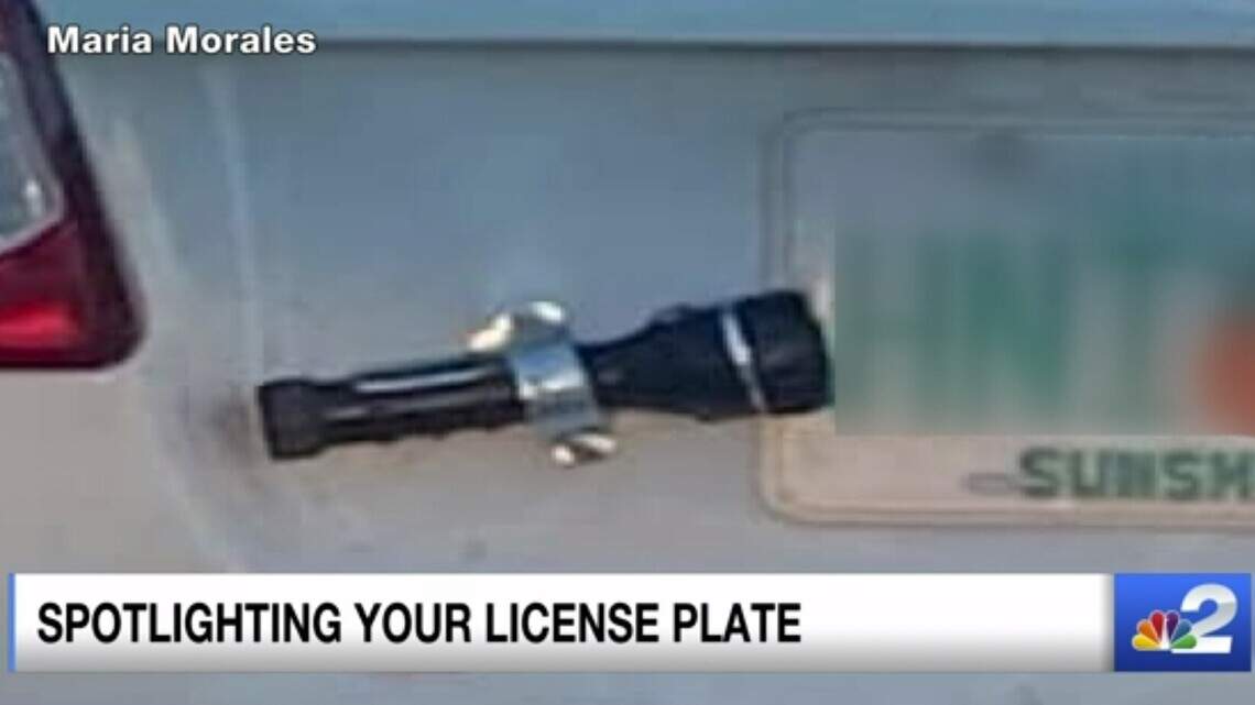 Florida driver bolts a flashlight near the car’s license plate. But is that legal?