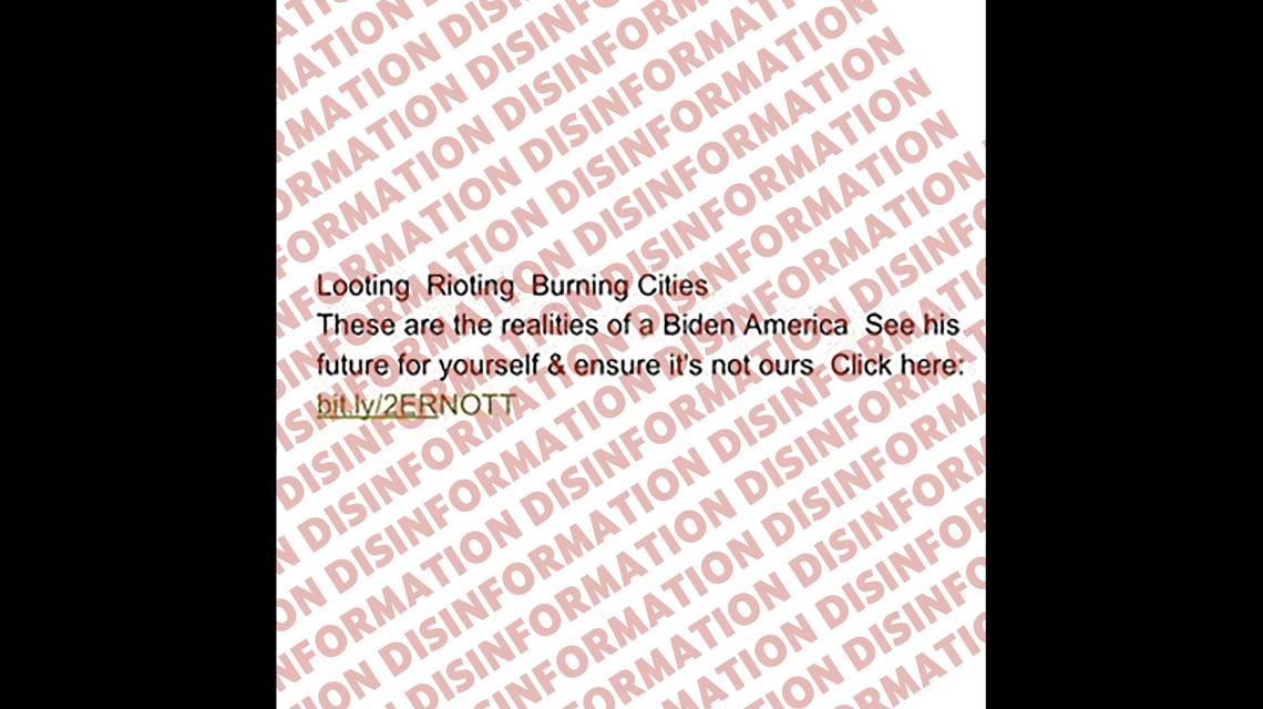 This text from the Trump campaign paints a misleading portrait of violence at Black Lives Matter protests.