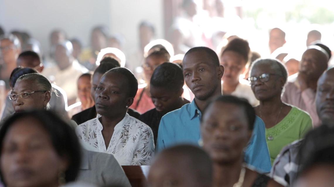 Parishioners pack the pews for Sunday Mass at St. Louis Roi de France in Turgeau.