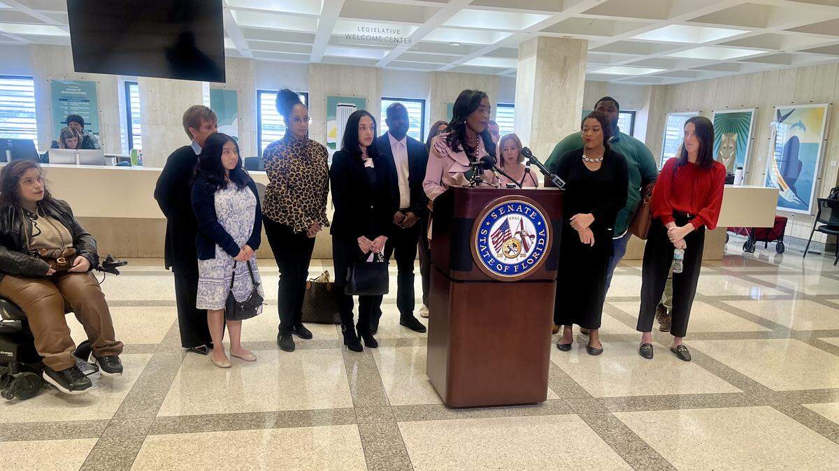 Sen. Barbara Sharief, a Davie Democat, announces her bill to keep medically needy children with their families during an investigation, at the Florida Capitol on Monday, Jan. 12, 2026.