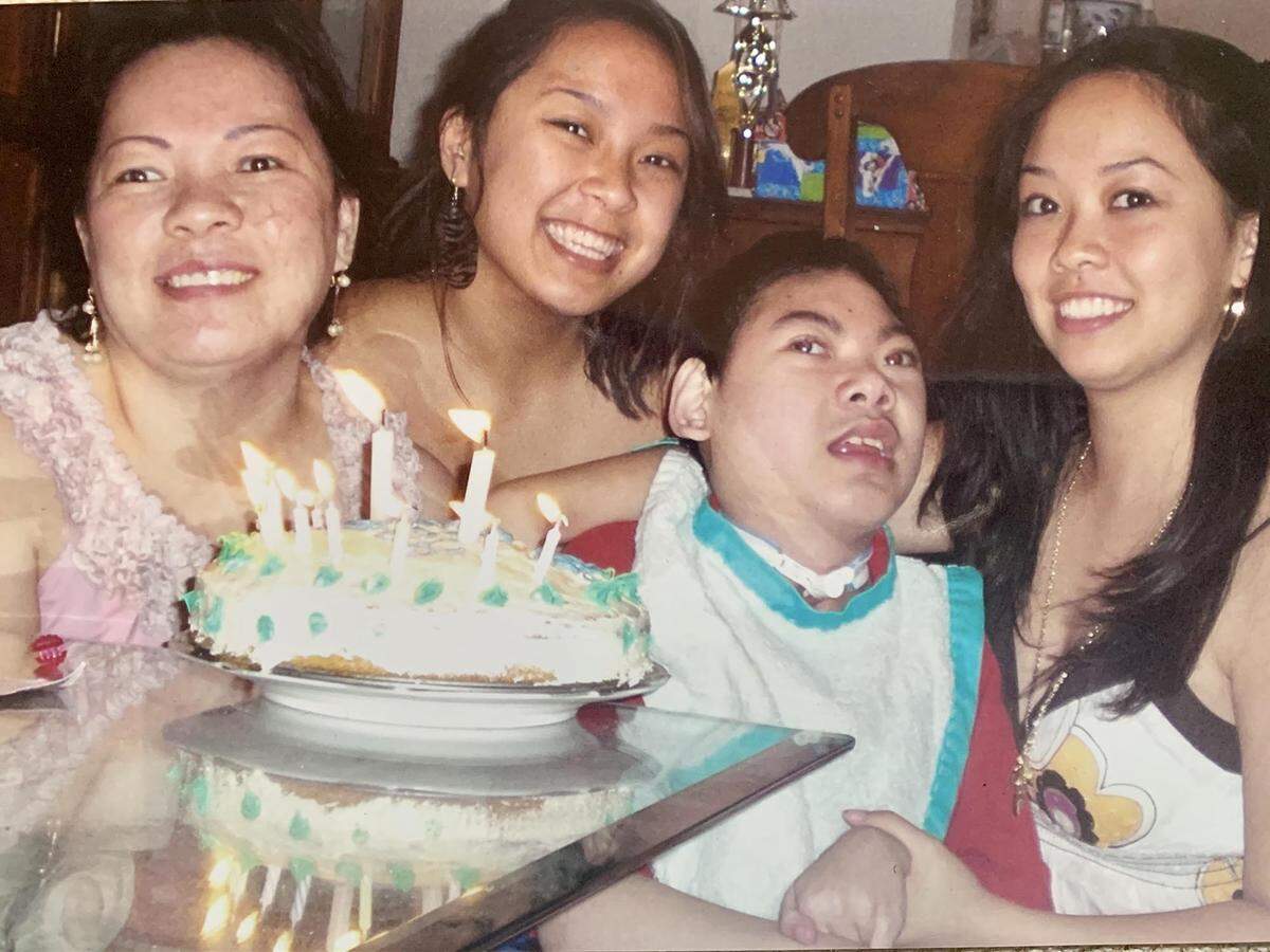 From left to right are mom Julie Nguyen, daughter Jennifer Pham, son Justin Nguyen and daughter Jessica Pham, celebrating Justin’s 12th birthday.
