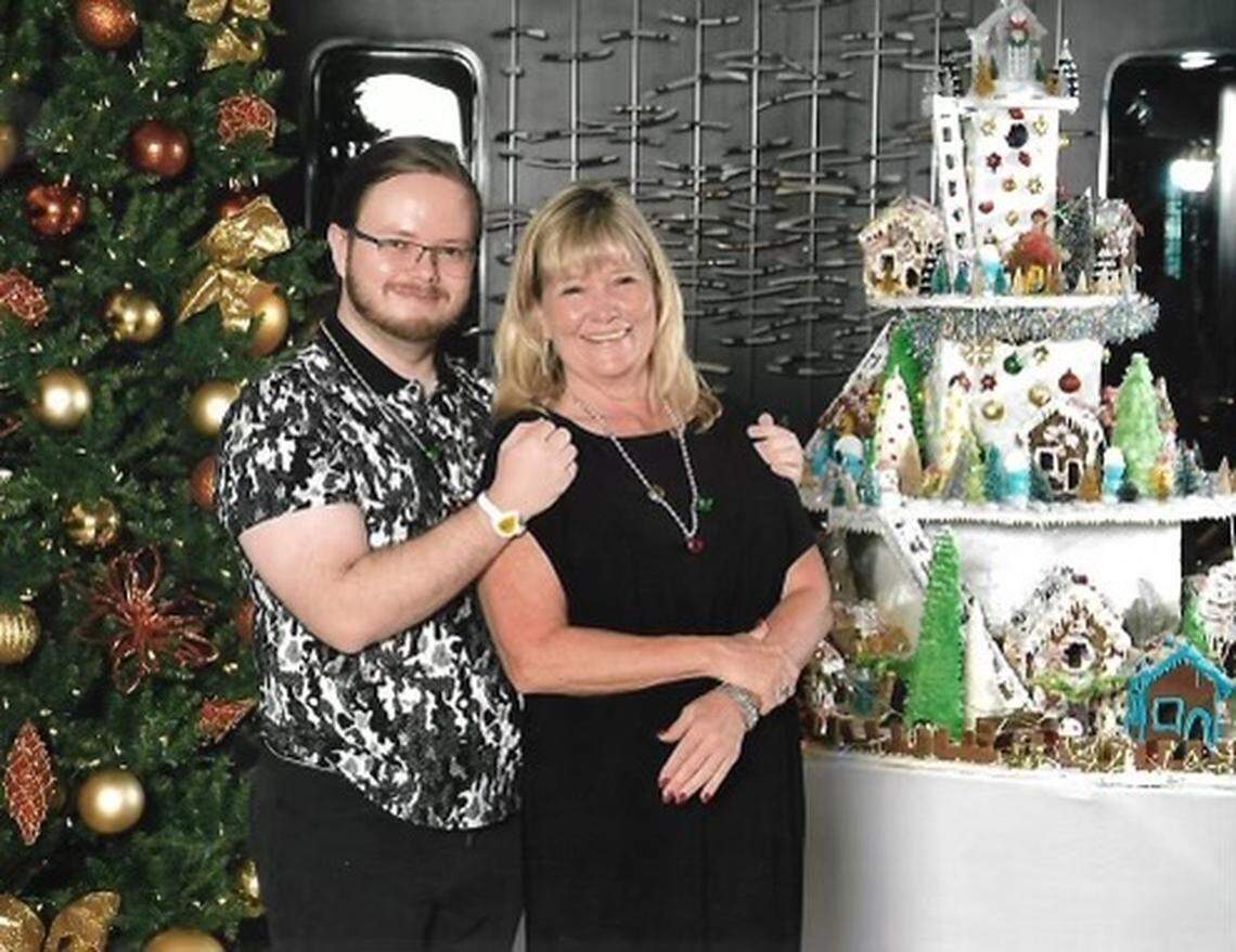 Becky Brunette, of Boynton Beach, and her son Cassady, 28, photographed recently aboard the Norwegian Joy. The mother and son cruised on the Joy from Dec. 23 to Jan. 3 and had to quarantine on the ship after Cassady tested positive for COVID-19.