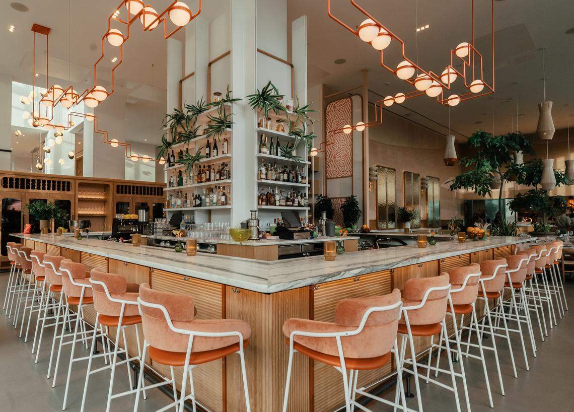 The bar at MaryGold’s in the Arlo Wynwood, the neighborhood’s first hotel.